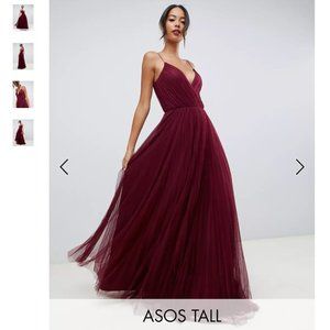 ASOS DESIGN Tall cami pleated tulle maxi dress